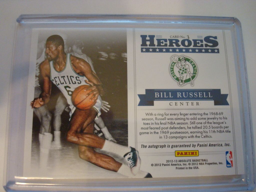 Bill Russell, (back of card)