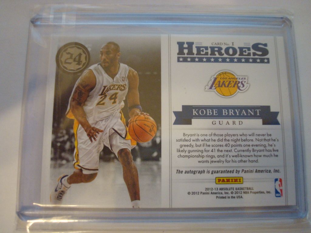 Kobe Bryant, (back of card)