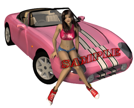 sexy girl on a pink car