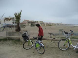 On deserted beach in Carnon