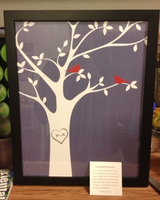 personalized tree initials wall art red envelope