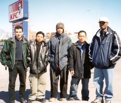 (From left to right): Tony "Temujin" Lentzakis, Kimmao "Evil Master Mao" Teng, Reagan "Prez" Phillips, Darren "Solid Seal" C., Darryl - See this image on Photobucket.