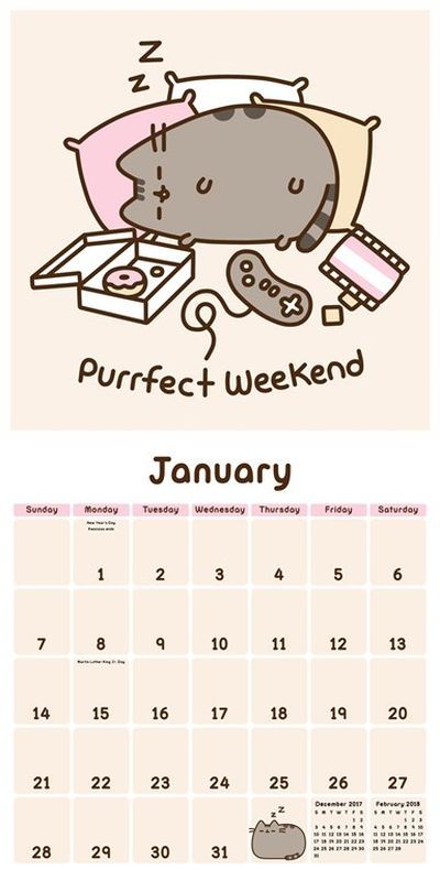 Pusheen The Cat Calendario De Pared 2018 Con Stickers Gatita - $ 660.00 en Mercado Libre