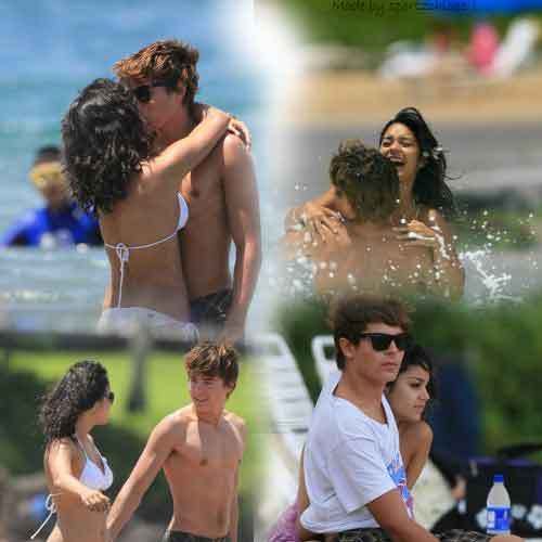 zac efron and vanessa hudgens kissing. She is dating Zac Efron. Duh.