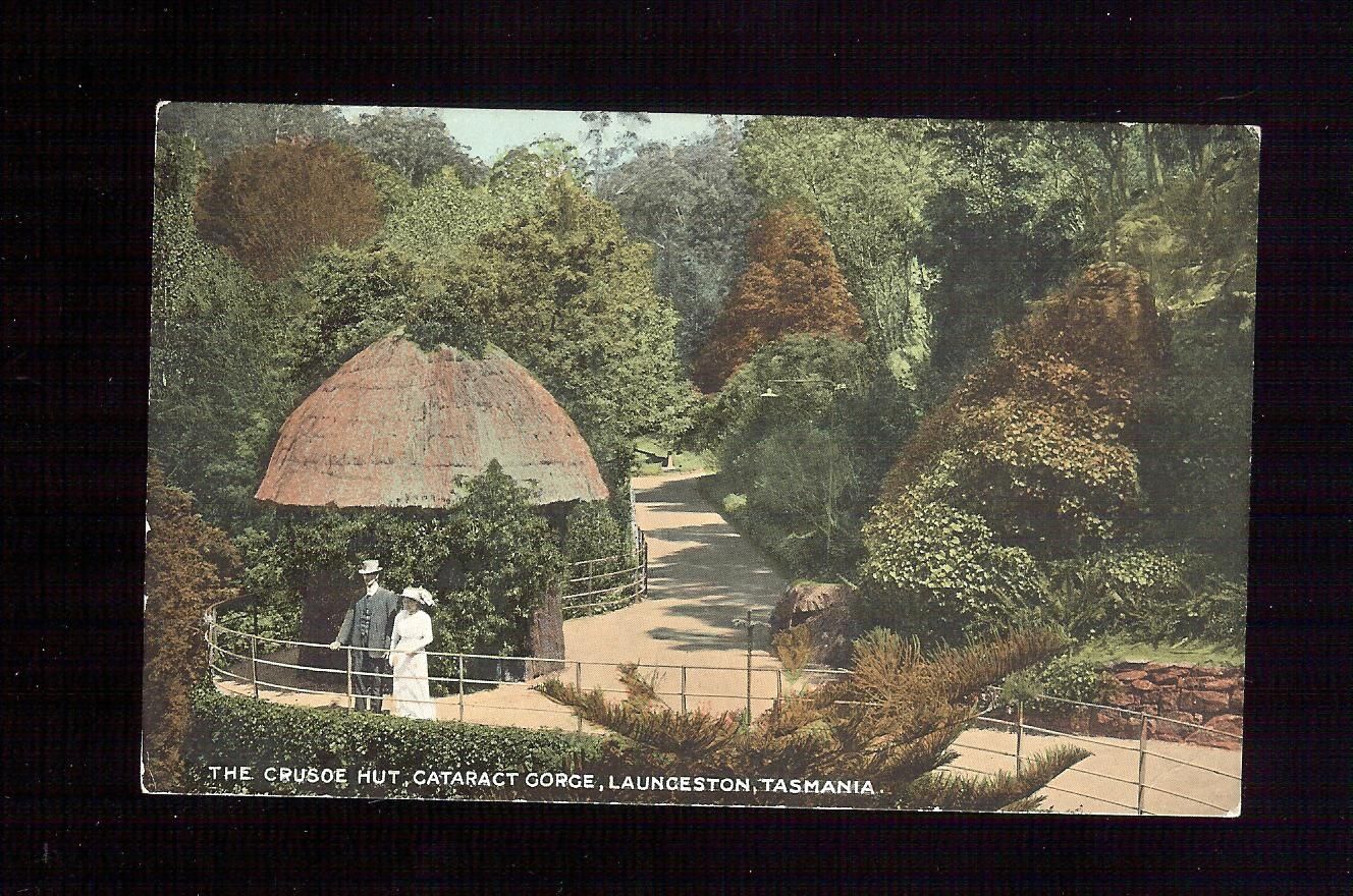 tasmania crusoe hut cataract gorge spurling postcard 2 scans