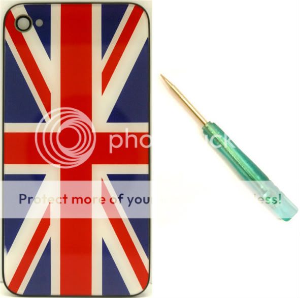 Iphone 4 back plate UK flag with PENTALOBE screw driver included 