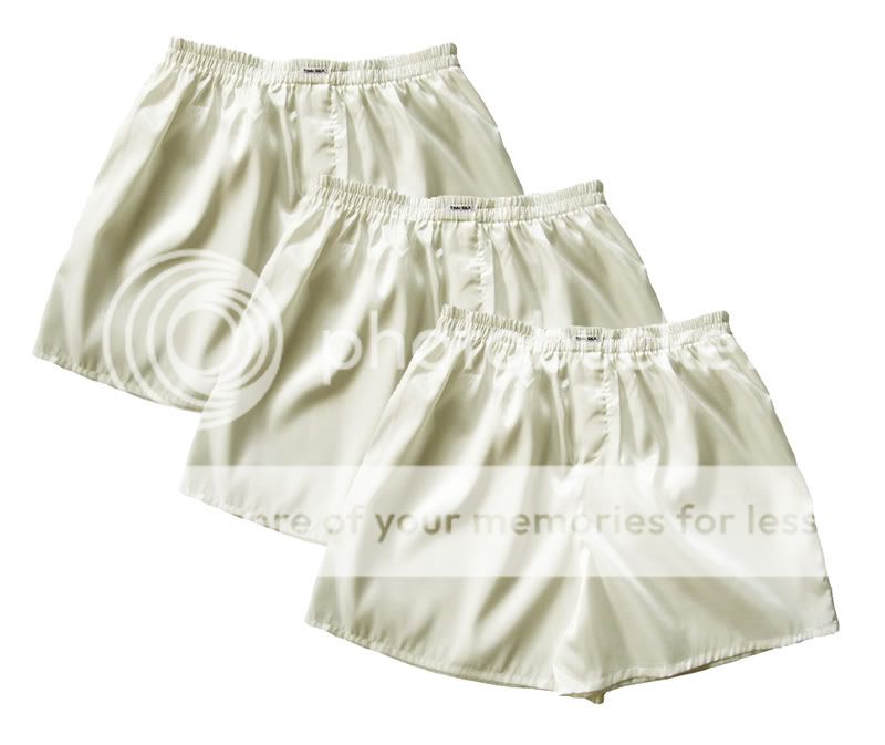 PAIRS MEN’S OFF WHITE THAI SILK BOXER SHORTS   LARGE  