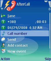 AfterCall 1.0 for Symbian 3rd Edition 1